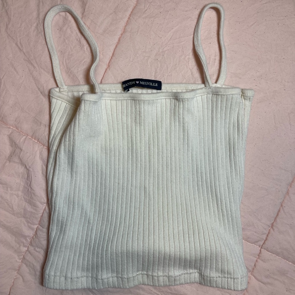 Brandy Melville Cream Ribbed Tank Top